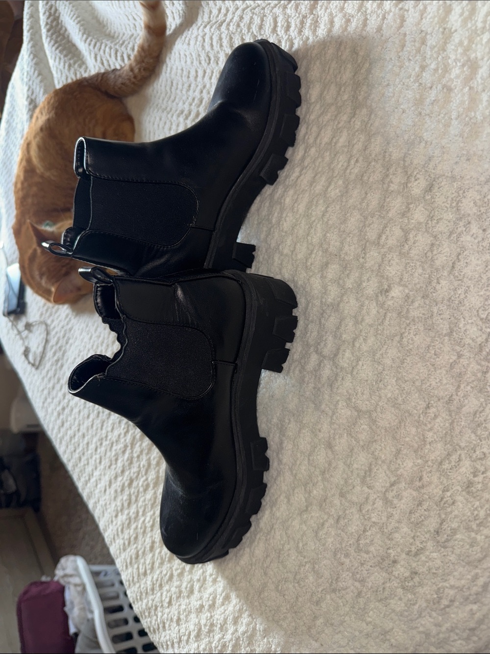 Nasty Gal Black Lug Sole Chelsea Booties 4/37 (fits like a 6) - Picture 3 of 7